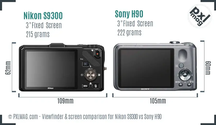 Nikon S9300 vs Sony H90 Screen and Viewfinder comparison Nikon S9300 vs Sony H90 Screen and Viewfinder comparison