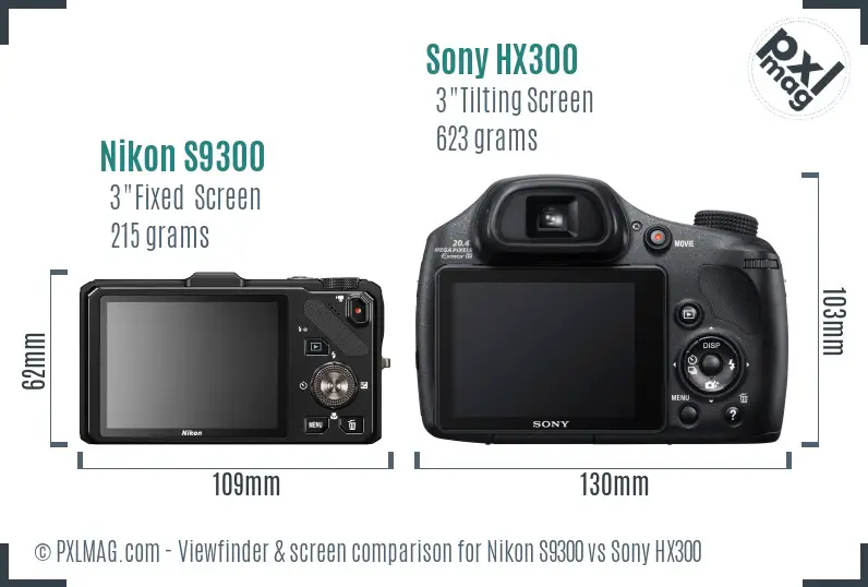 Nikon S9300 vs Sony HX300 Screen and Viewfinder comparison