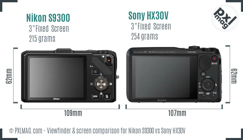 Nikon S9300 vs Sony HX30V Screen and Viewfinder comparison Nikon S9300 vs Sony HX30V Screen and Viewfinder comparison