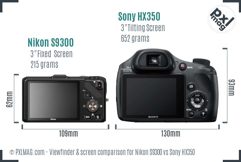 Nikon S9300 vs Sony HX350 Screen and Viewfinder comparison