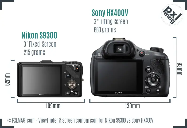 Nikon S9300 vs Sony HX400V Screen and Viewfinder comparison