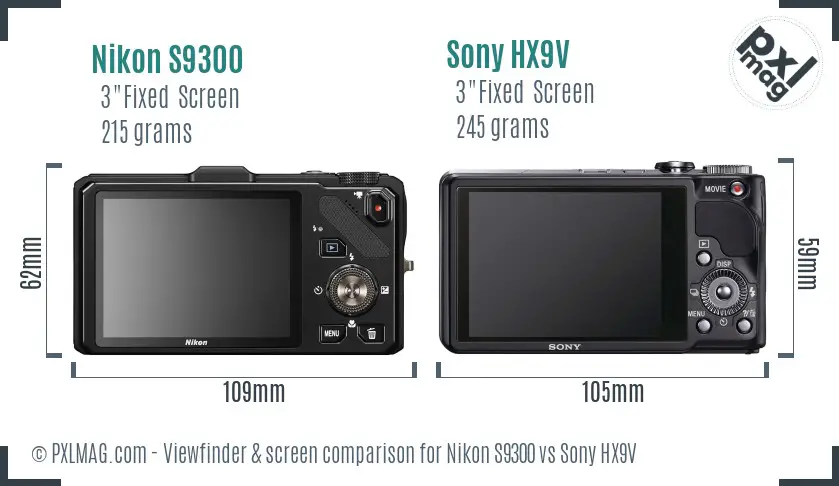 Nikon S9300 vs Sony HX9V Screen and Viewfinder comparison