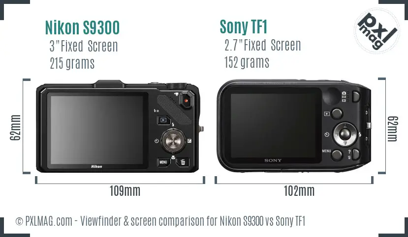Nikon S9300 vs Sony TF1 Screen and Viewfinder comparison