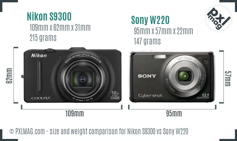 Nikon S9300 vs Sony W220 size comparison Nikon S9300 vs Sony W220 size comparison