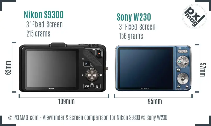 Nikon S9300 vs Sony W230 Screen and Viewfinder comparison Nikon S9300 vs Sony W230 Screen and Viewfinder comparison