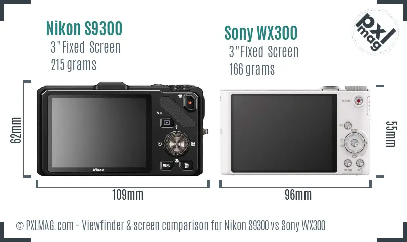 Nikon S9300 vs Sony WX300 Screen and Viewfinder comparison