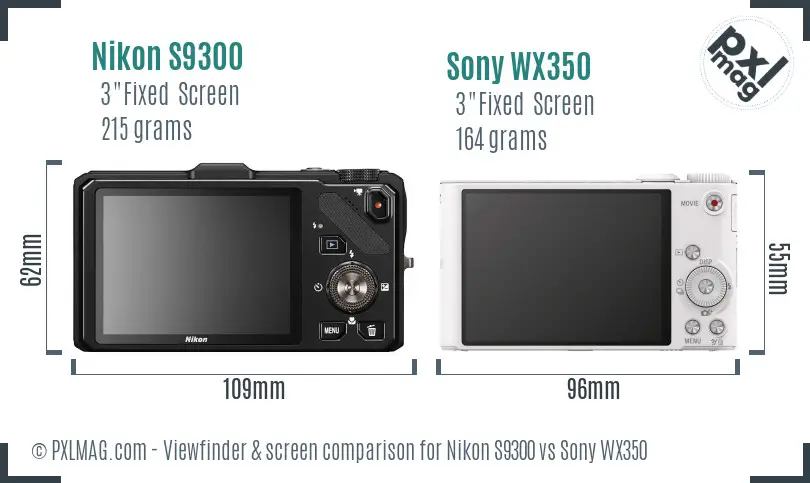 Nikon S9300 vs Sony WX350 Screen and Viewfinder comparison
