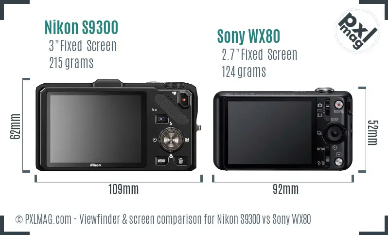 Nikon S9300 vs Sony WX80 Screen and Viewfinder comparison Nikon S9300 vs Sony WX80 Screen and Viewfinder comparison