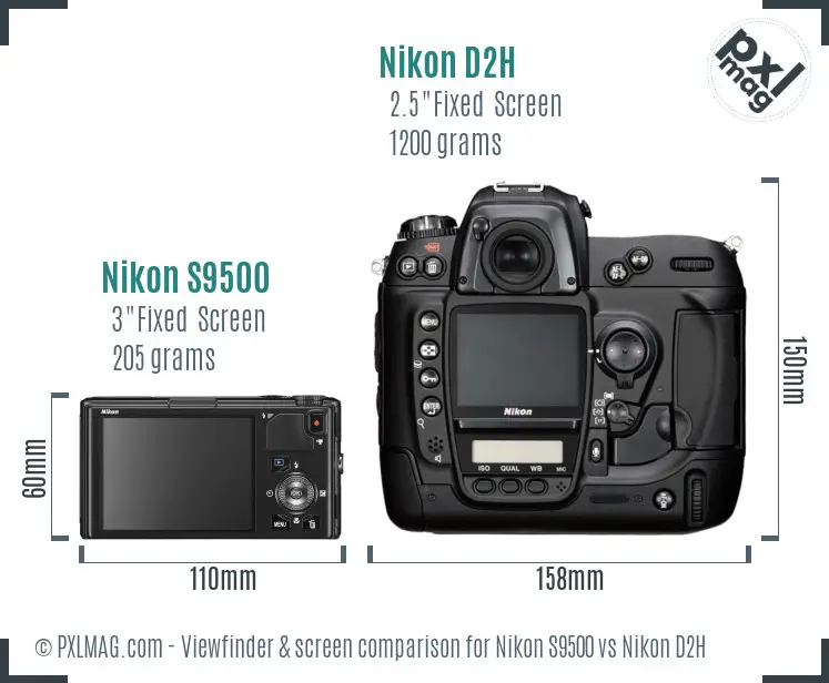 Nikon S9500 vs Nikon D2H Screen and Viewfinder comparison Nikon S9500 vs Nikon D2H Screen and Viewfinder comparison