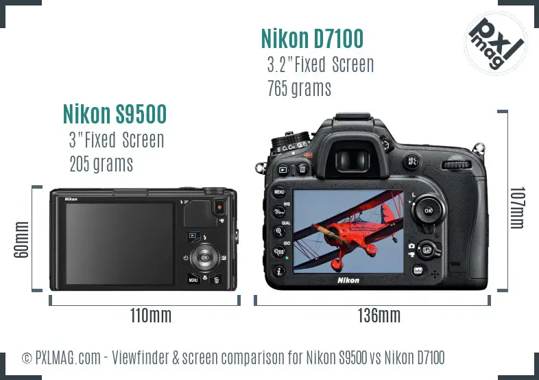 Nikon S9500 vs Nikon D7100 Screen and Viewfinder comparison Nikon S9500 vs Nikon D7100 Screen and Viewfinder comparison