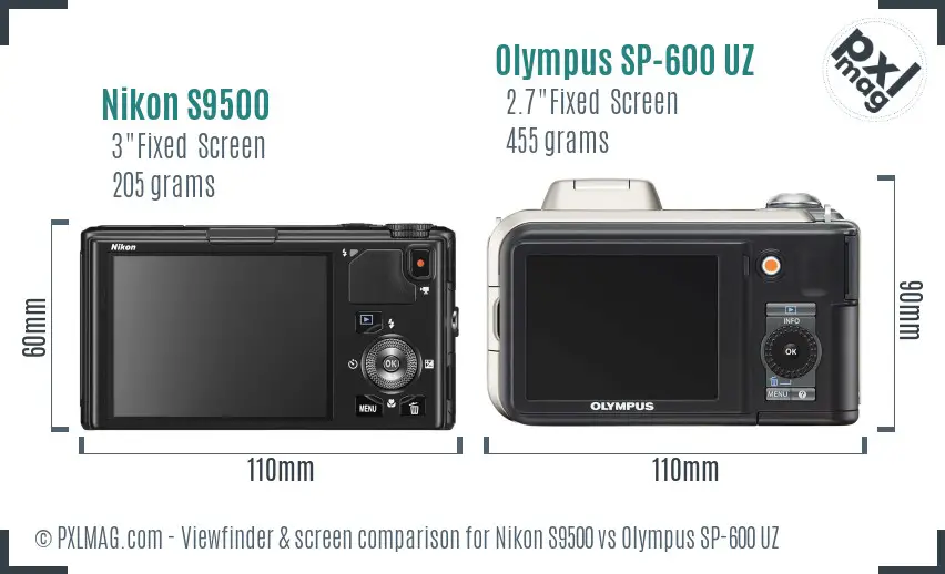 Nikon S9500 vs Olympus SP-600 UZ Screen and Viewfinder comparison Nikon S9500 vs Olympus SP-600 UZ Screen and Viewfinder comparison