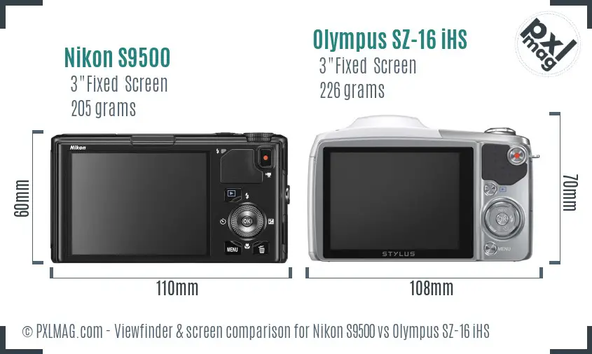 Nikon S9500 vs Olympus SZ-16 iHS Screen and Viewfinder comparison Nikon S9500 vs Olympus SZ-16 iHS Screen and Viewfinder comparison