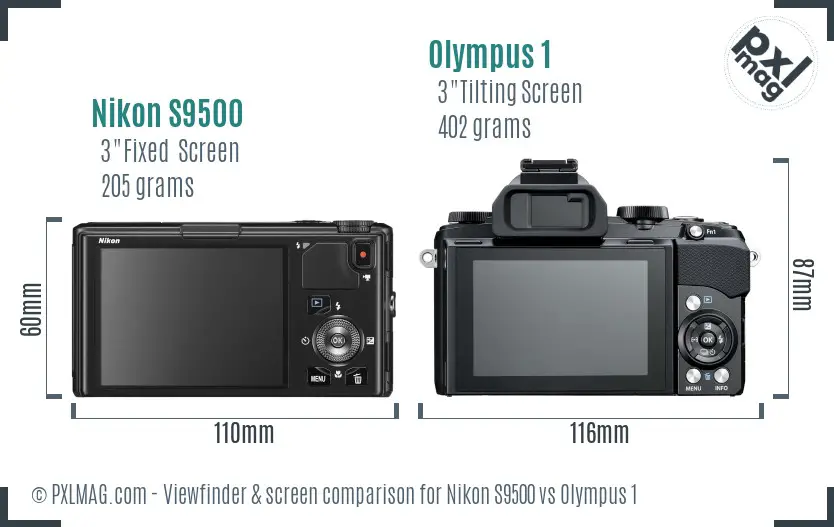 Nikon S9500 vs Olympus 1 Screen and Viewfinder comparison Nikon S9500 vs Olympus 1 Screen and Viewfinder comparison