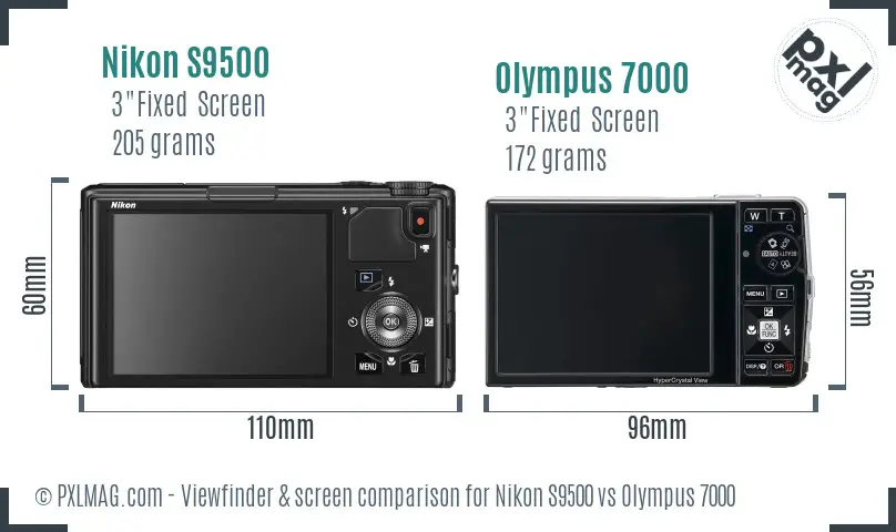 Nikon S9500 vs Olympus 7000 Screen and Viewfinder comparison