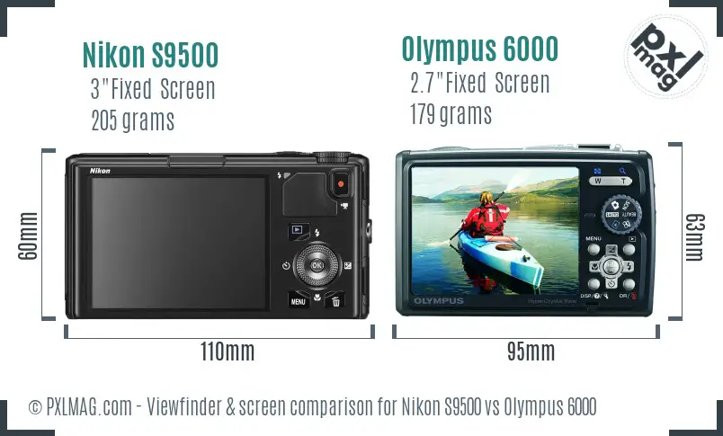 Nikon S9500 vs Olympus 6000 Screen and Viewfinder comparison
