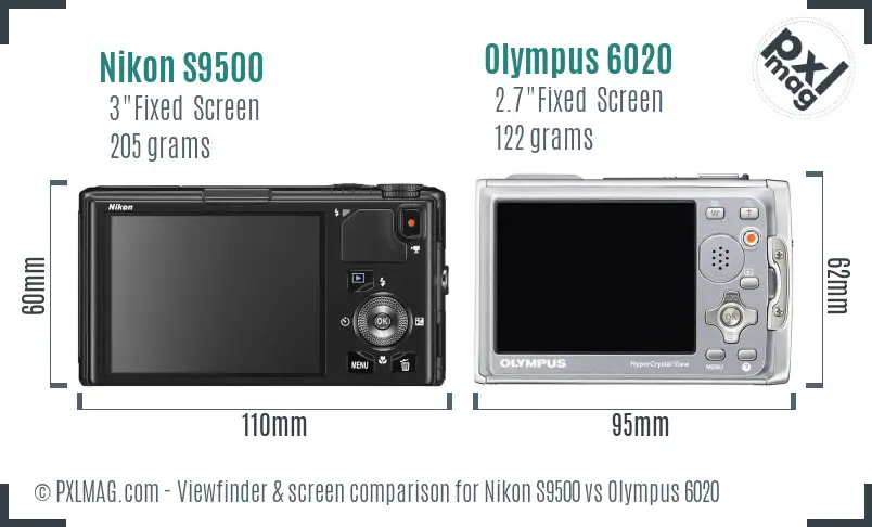 Nikon S9500 vs Olympus 6020 Screen and Viewfinder comparison Nikon S9500 vs Olympus 6020 Screen and Viewfinder comparison