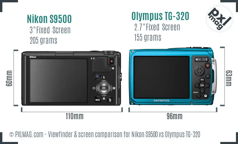 Nikon S9500 vs Olympus TG-320 Screen and Viewfinder comparison Nikon S9500 vs Olympus TG-320 Screen and Viewfinder comparison