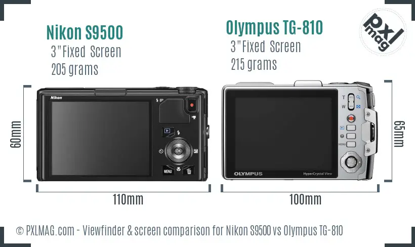 Nikon S9500 vs Olympus TG-810 Screen and Viewfinder comparison
