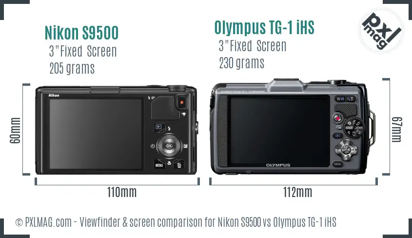 Nikon S9500 vs Olympus TG-1 iHS Screen and Viewfinder comparison