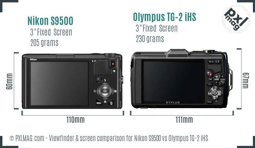 Nikon S9500 vs Olympus TG-2 iHS Screen and Viewfinder comparison