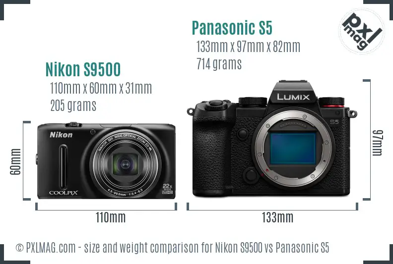 Nikon S9500 vs Panasonic S5 size comparison Nikon S9500 vs Panasonic S5 size comparison
