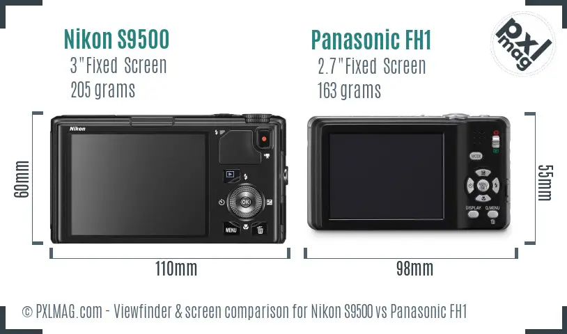 Nikon S9500 vs Panasonic FH1 Screen and Viewfinder comparison Nikon S9500 vs Panasonic FH1 Screen and Viewfinder comparison