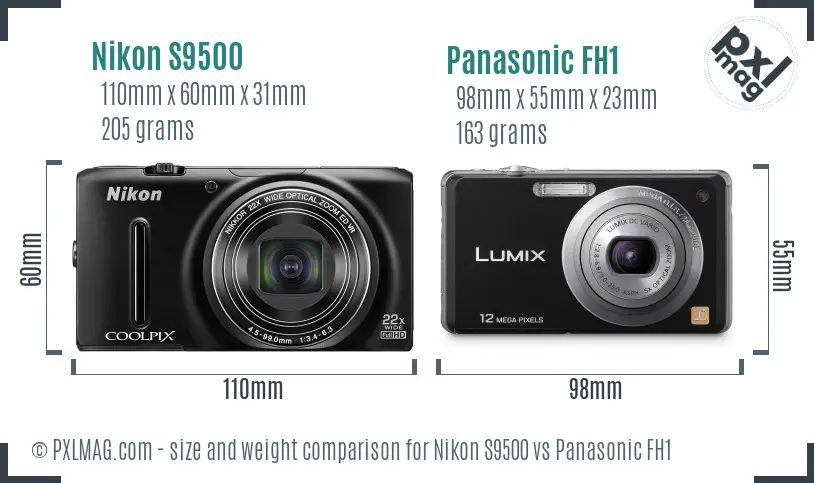 Nikon S9500 vs Panasonic FH1 size comparison Nikon S9500 vs Panasonic FH1 size comparison
