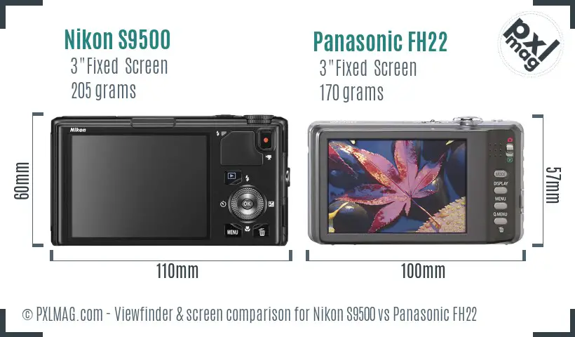Nikon S9500 vs Panasonic FH22 Screen and Viewfinder comparison Nikon S9500 vs Panasonic FH22 Screen and Viewfinder comparison