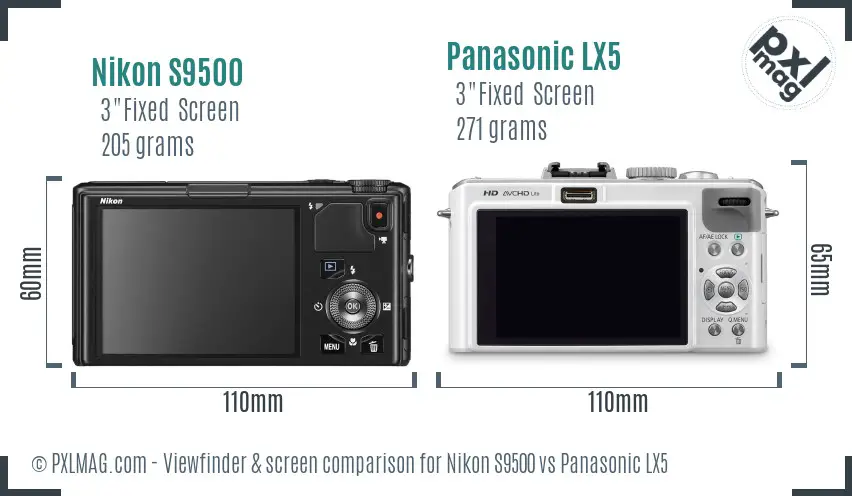 Nikon S9500 vs Panasonic LX5 Screen and Viewfinder comparison Nikon S9500 vs Panasonic LX5 Screen and Viewfinder comparison