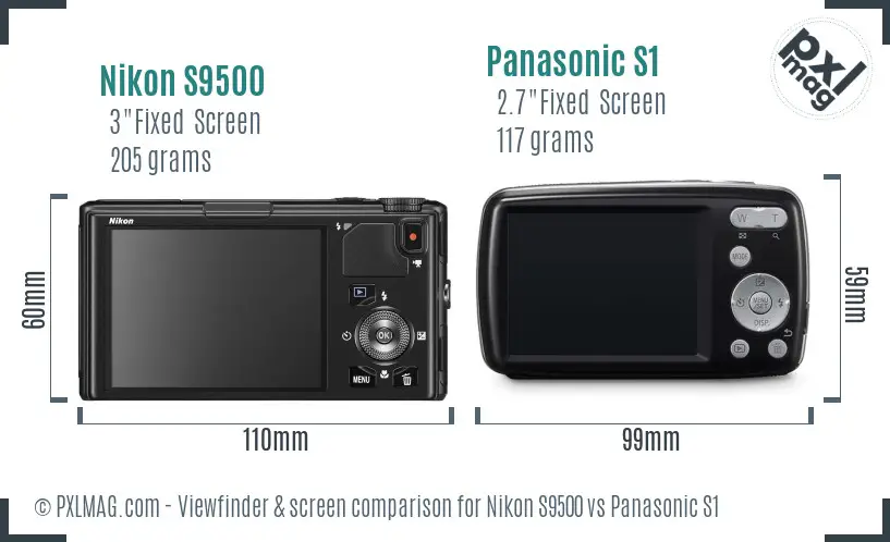 Nikon S9500 vs Panasonic S1 Screen and Viewfinder comparison