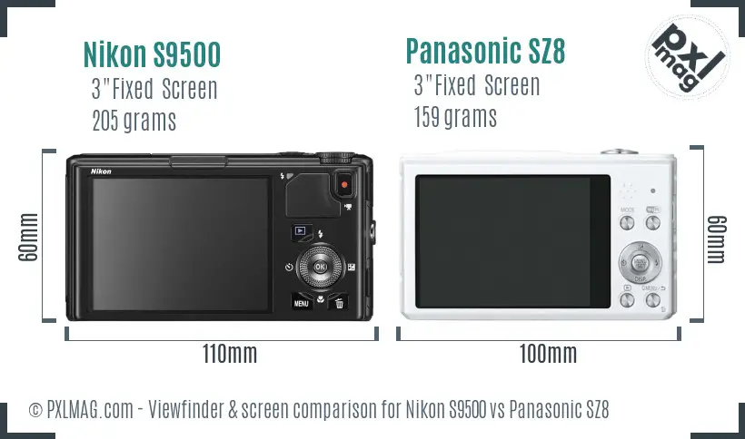 Nikon S9500 vs Panasonic SZ8 Screen and Viewfinder comparison Nikon S9500 vs Panasonic SZ8 Screen and Viewfinder comparison