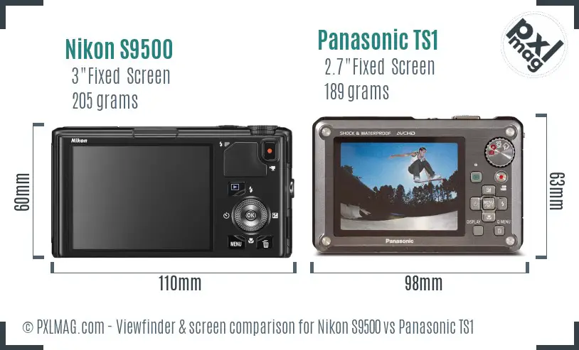 Nikon S9500 vs Panasonic TS1 Screen and Viewfinder comparison