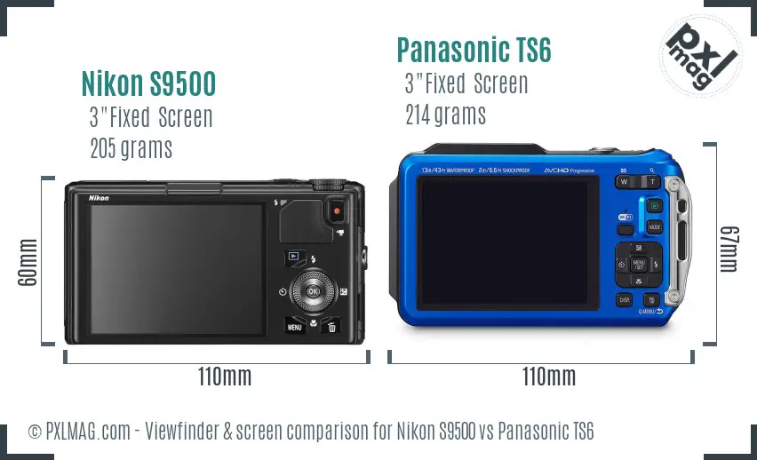 Nikon S9500 vs Panasonic TS6 Screen and Viewfinder comparison