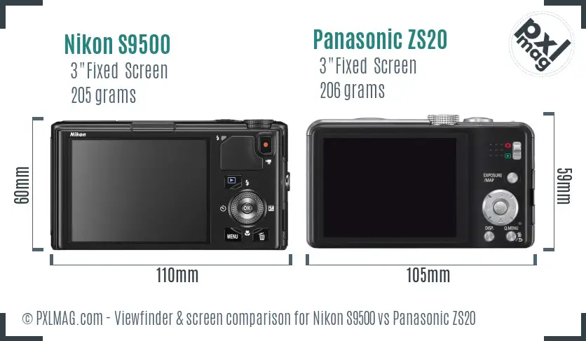 Nikon S9500 vs Panasonic ZS20 Screen and Viewfinder comparison Nikon S9500 vs Panasonic ZS20 Screen and Viewfinder comparison