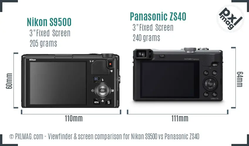 Nikon S9500 vs Panasonic ZS40 Screen and Viewfinder comparison Nikon S9500 vs Panasonic ZS40 Screen and Viewfinder comparison