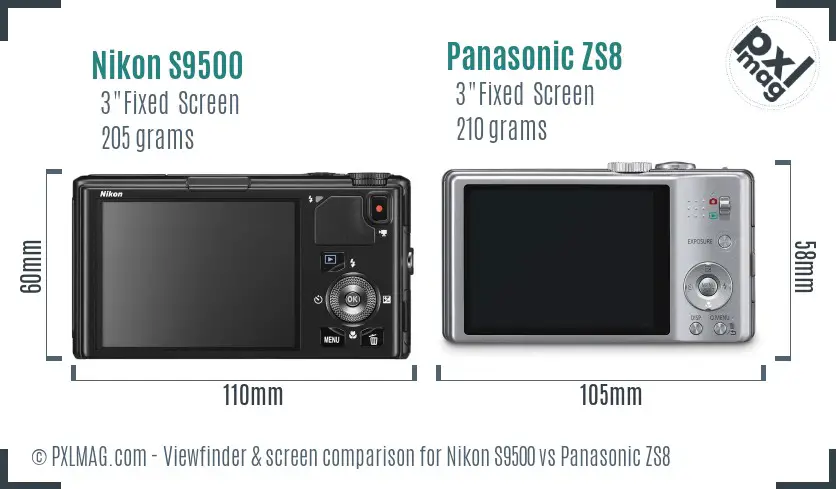 Nikon S9500 vs Panasonic ZS8 Screen and Viewfinder comparison Nikon S9500 vs Panasonic ZS8 Screen and Viewfinder comparison