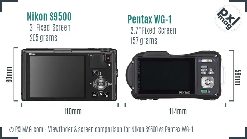 Nikon S9500 vs Pentax WG-1 Screen and Viewfinder comparison