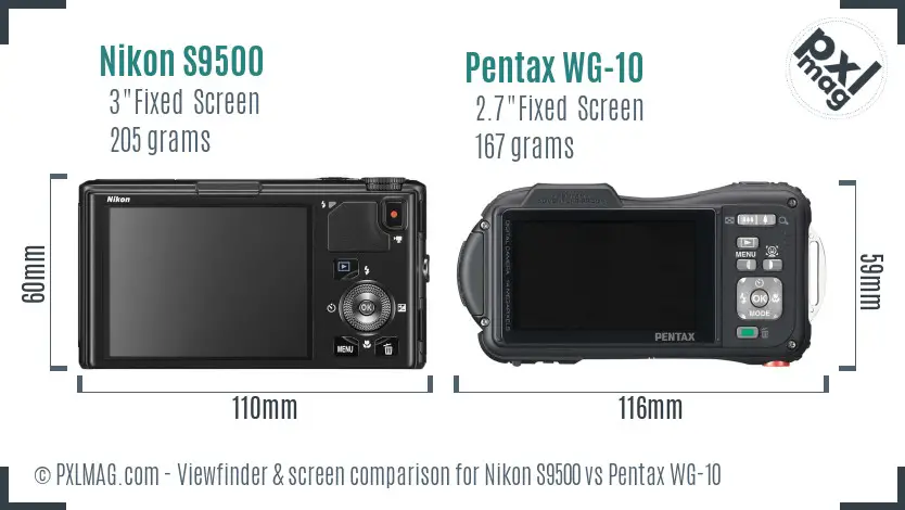 Nikon S9500 vs Pentax WG-10 Screen and Viewfinder comparison Nikon S9500 vs Pentax WG-10 Screen and Viewfinder comparison