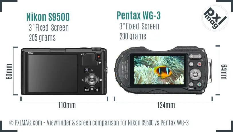 Nikon S9500 vs Pentax WG-3 Screen and Viewfinder comparison Nikon S9500 vs Pentax WG-3 Screen and Viewfinder comparison