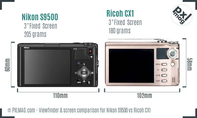 Nikon S9500 vs Ricoh CX1 Screen and Viewfinder comparison Nikon S9500 vs Ricoh CX1 Screen and Viewfinder comparison