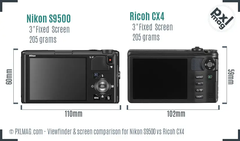 Nikon S9500 vs Ricoh CX4 Screen and Viewfinder comparison Nikon S9500 vs Ricoh CX4 Screen and Viewfinder comparison