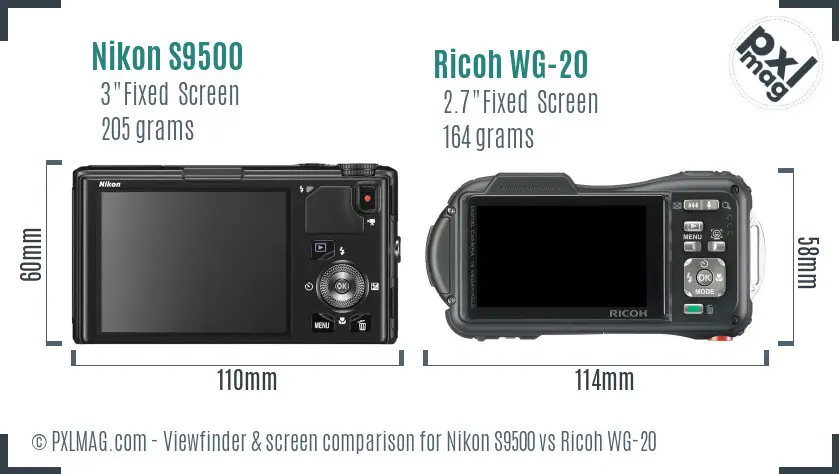 Nikon S9500 vs Ricoh WG-20 Screen and Viewfinder comparison