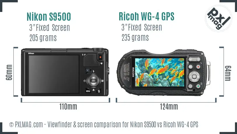 Nikon S9500 vs Ricoh WG-4 GPS Screen and Viewfinder comparison Nikon S9500 vs Ricoh WG-4 GPS Screen and Viewfinder comparison