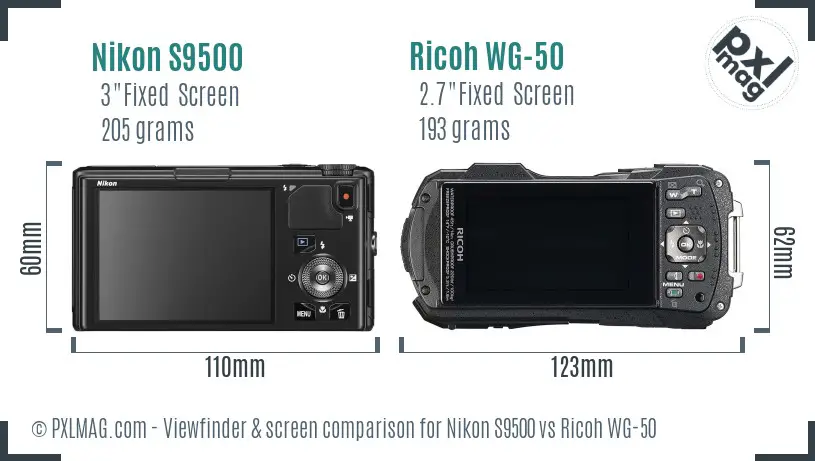 Nikon S9500 vs Ricoh WG-50 Screen and Viewfinder comparison Nikon S9500 vs Ricoh WG-50 Screen and Viewfinder comparison