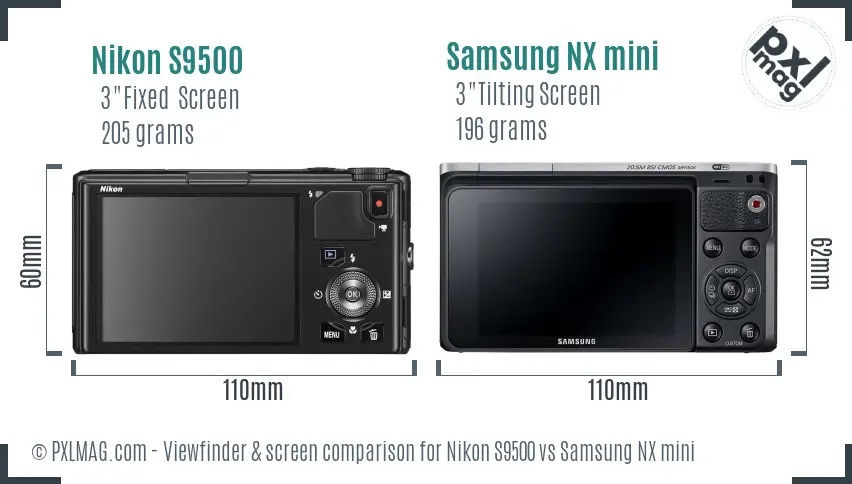 Nikon S9500 vs Samsung NX mini Screen and Viewfinder comparison Nikon S9500 vs Samsung NX mini Screen and Viewfinder comparison