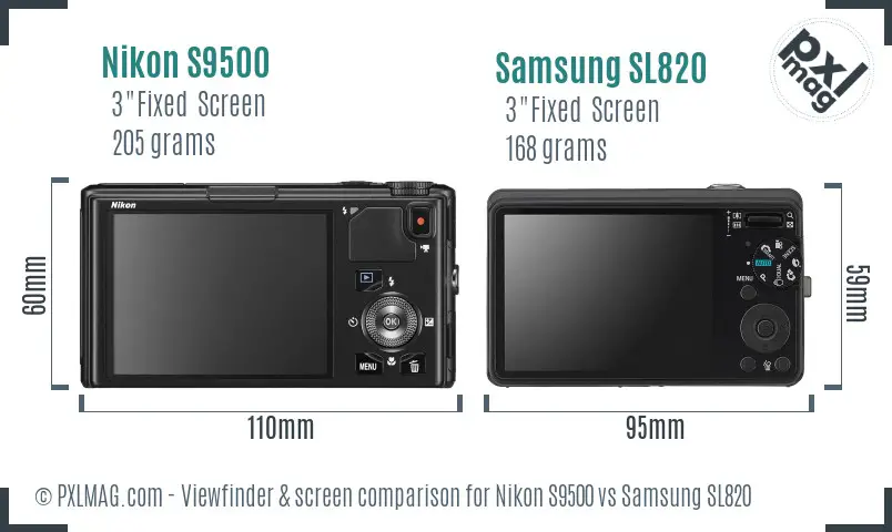 Nikon S9500 vs Samsung SL820 Screen and Viewfinder comparison Nikon S9500 vs Samsung SL820 Screen and Viewfinder comparison