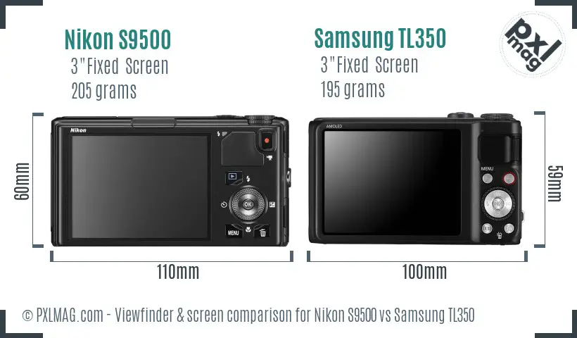 Nikon S9500 vs Samsung TL350 Screen and Viewfinder comparison