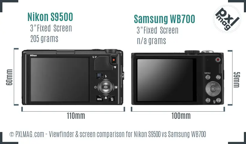 Nikon S9500 vs Samsung WB700 Screen and Viewfinder comparison