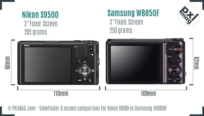 Nikon S9500 vs Samsung WB850F Screen and Viewfinder comparison Nikon S9500 vs Samsung WB850F Screen and Viewfinder comparison