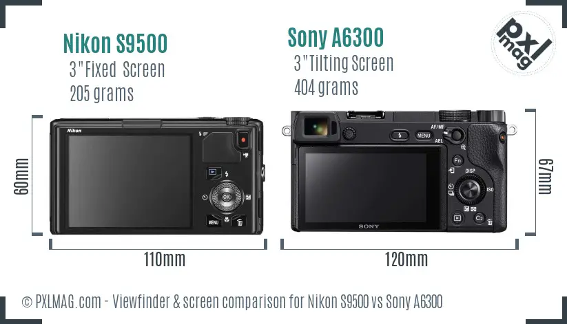 Nikon S9500 vs Sony A6300 Screen and Viewfinder comparison Nikon S9500 vs Sony A6300 Screen and Viewfinder comparison